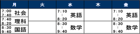 中2特進時間割